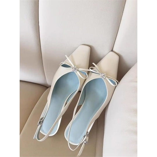 Damen Slingback-Pumps mit funkelnder Schleifenverzierung EB