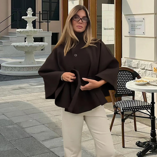 Damen elegante Überwurfjacke mit modernem Knopfdetail EB