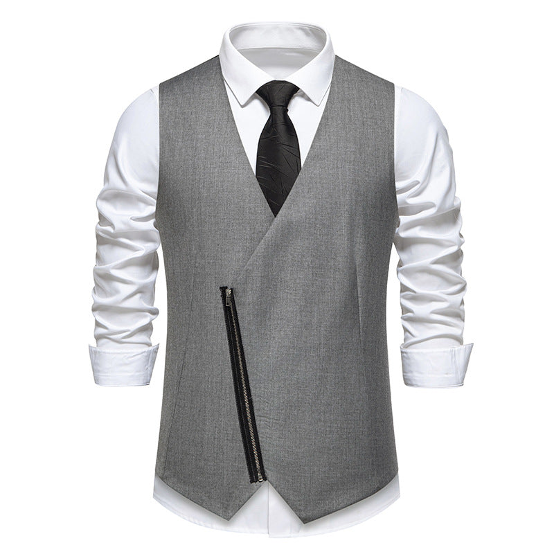 Herren Weste mit asymmetrischem Zipper-Design und modernem Schnitt EB