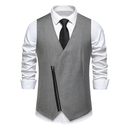 Herren Weste mit asymmetrischem Zipper-Design und modernem Schnitt EB