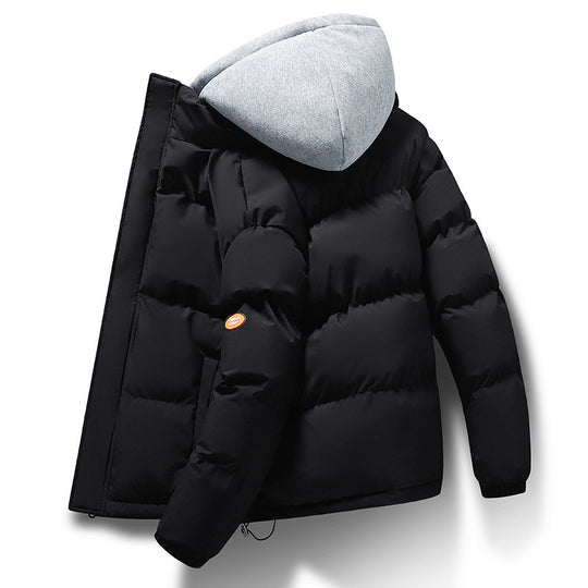 Herren kurz geschnittene Stepp‑Isolationsjacke mit integriertem Kapuzenlayer und Kordelzugsaum EB