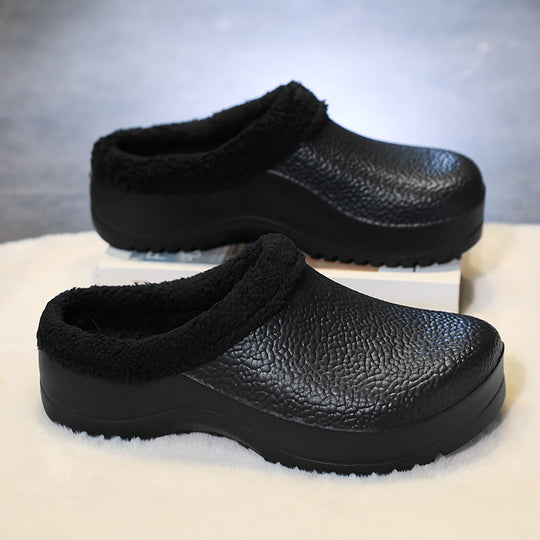 Damen Bequeme Clogs mit kuscheligem Innenfutter und rutschfester Sohle EB