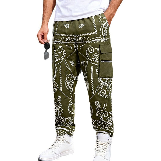 Herren Cargo-Jogginghose im Bandana-Print mit Cargo-Taschen & elastischem Bund EB