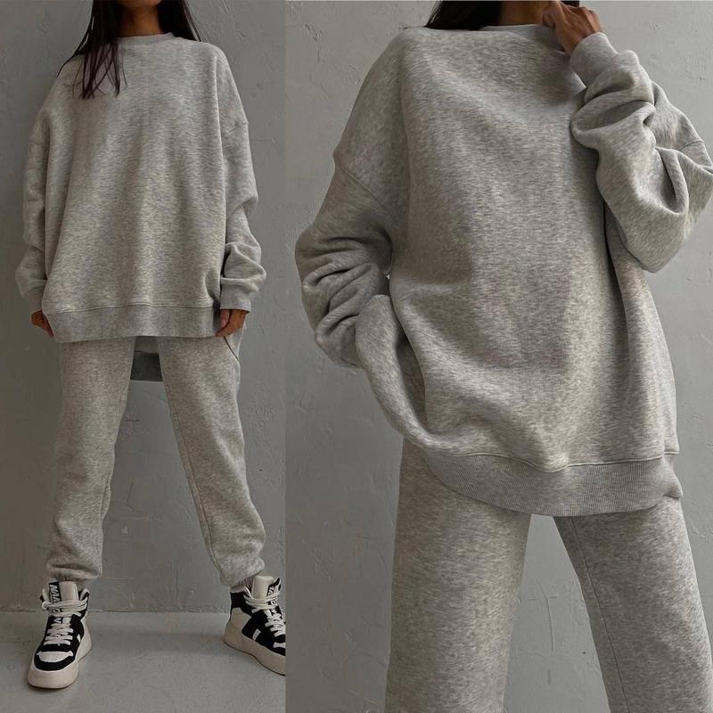 Damen Oversized Freizeit-Loungewear-Anzug mit hohem Kragen und elastischem Bund EB