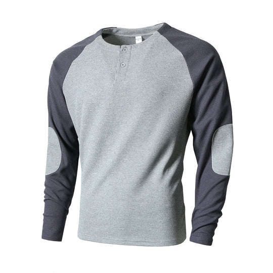 Herren Langarmshirt mit modischem Henley-Ausschnitt und strukturierten Ärmeln EB