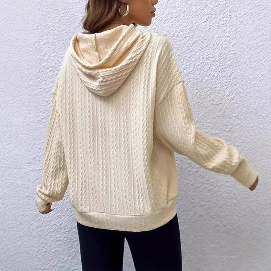 Damen lässiger Hoodie mit strukturiertem Gewebe und praktischer Kängurutasche EB