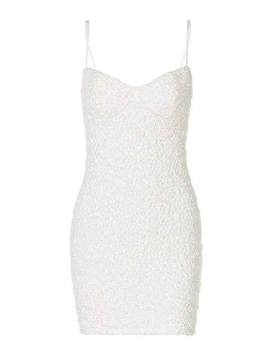 Damen Figurbetontes Minikleid mit strukturiertem Material und feinen Spagettiträgern EB