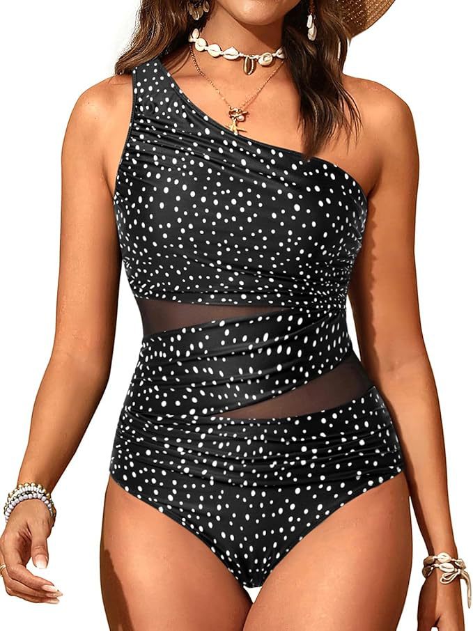 Damen stilvoller Badeanzug mit asymmetrischem Schnitt EB
