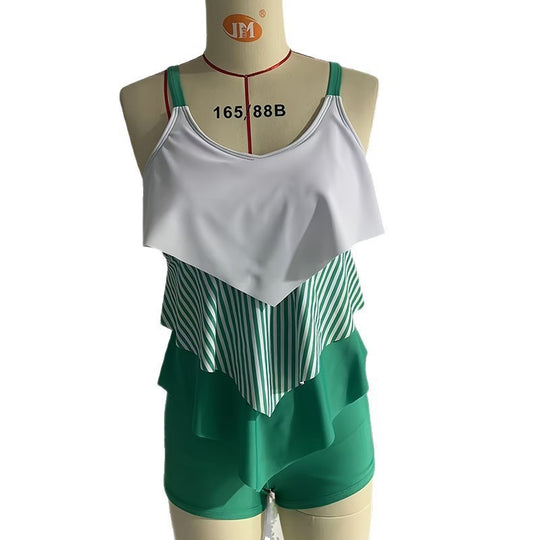 Damen Tankini mit modischen Rüschen und figursteigendem Schnitt EB