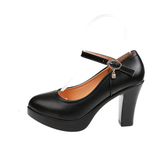 Damen Hochhackige Plateau-Pumps mit verstellbarem Riemendesign EB
