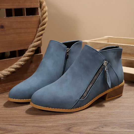 Damen Stiefeletten mit elegantem Reißverschluss und komfortablem Blockabsatz EB