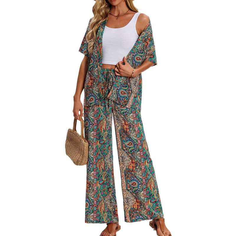 Damen Kurzarm-Overall mit Rüschendetails und Bindegürtel EB