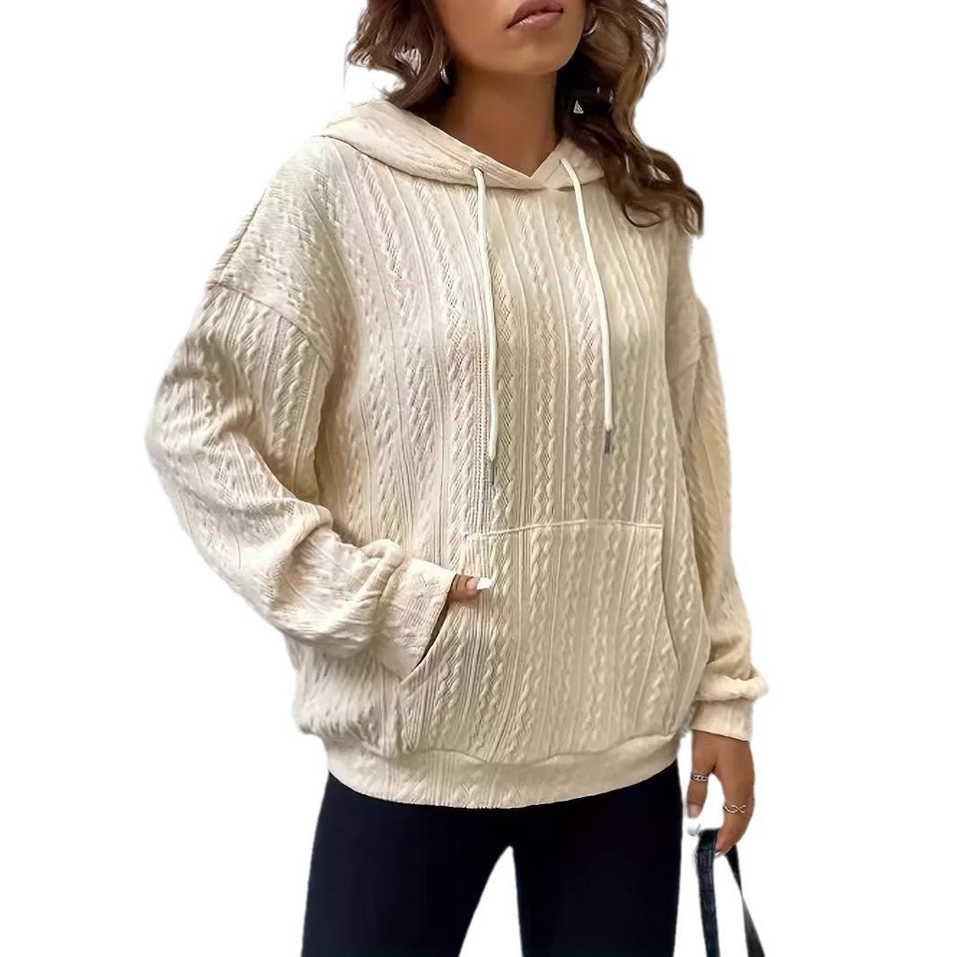 Damen lässiger Hoodie mit strukturiertem Gewebe und praktischer Kängurutasche EB