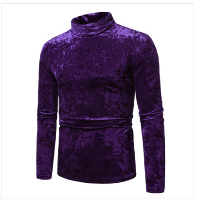 Herren eleganter Rollkragenpullover aus luxuriösem Samtstoff EB