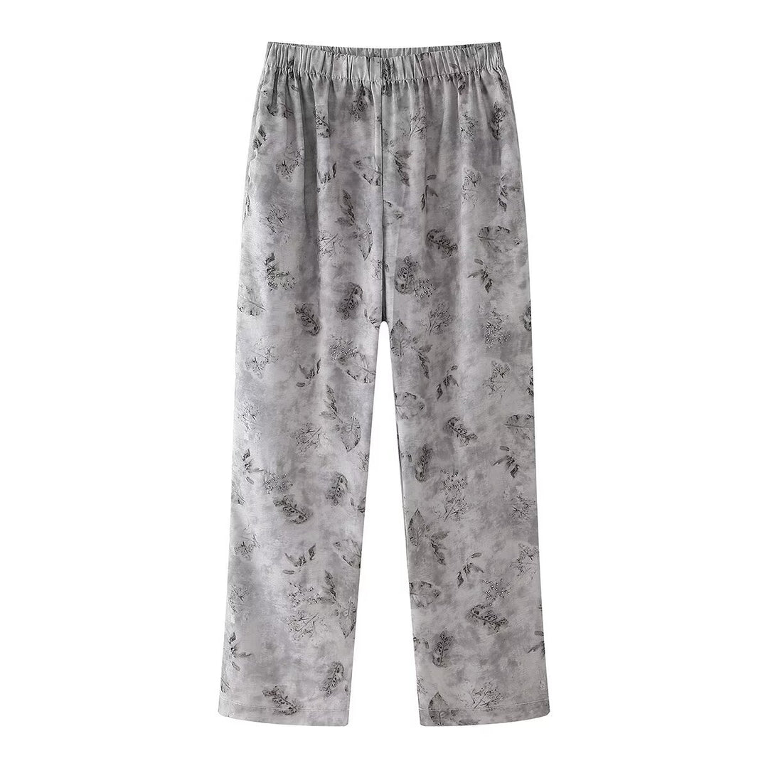 Damen Fließende Druckhose mit elastischem Bund EB