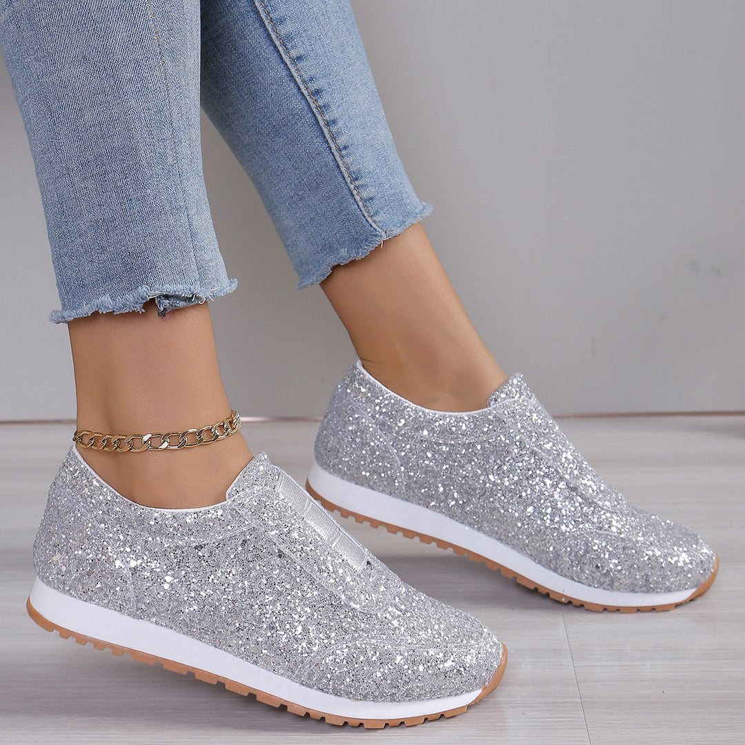 Damen Glitzernde Slip-On Sneakers mit komfortabler Sohle EB