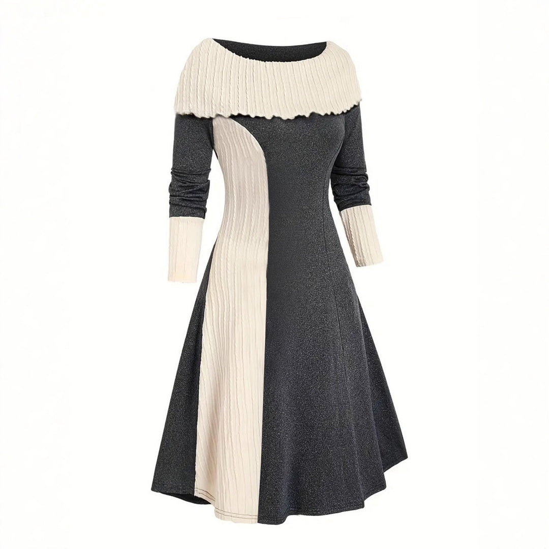 Damen Kleid mit asymmetrischem Schnitt und strukturiertem Kragen EB