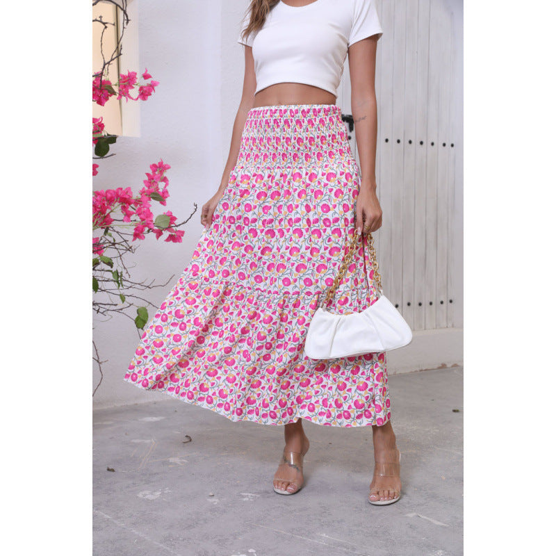 Damen Maxi-Rock mit voluminösen Rüschendetails und knöchellanger Passform EB