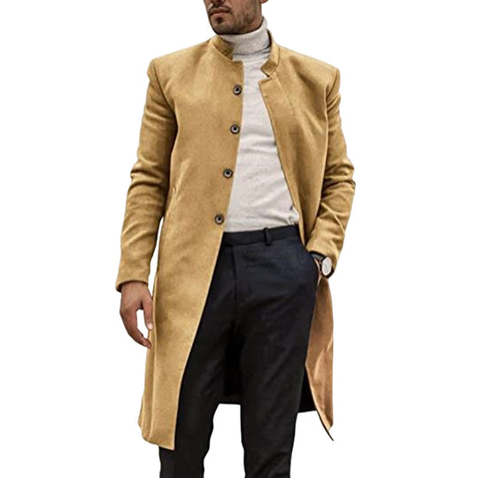 Herren stilvoller, moderner Wollmantel mit durchgehender Knopfreihe EB