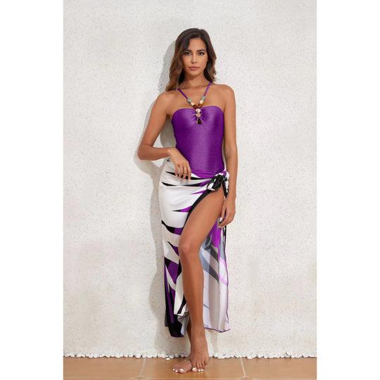 Damen Bandeau-Badeanzug mit asymmetrischem Rock EB