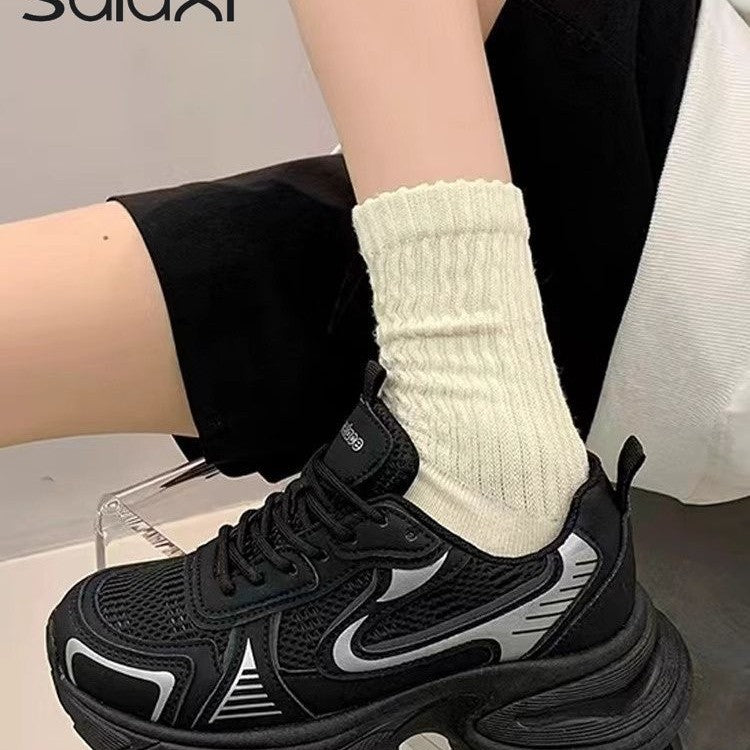 Damen modische Sneakers mit atmungsaktiver Oberflächenstruktur und dämpfender Sohle EB