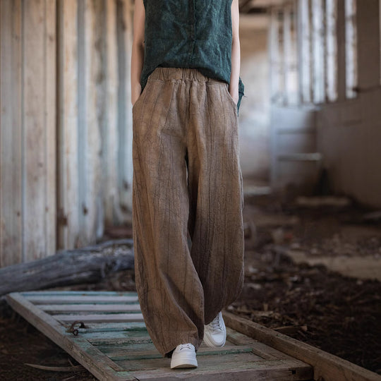 Damen weite Hose mit strukturierter Oberfläche EB