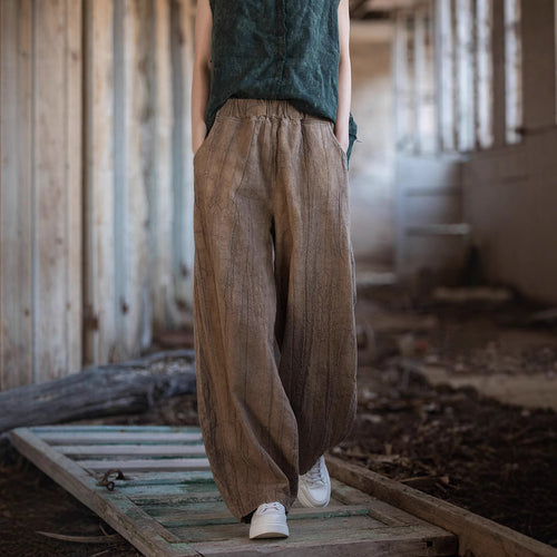 Damen weite Hose mit strukturierter Oberfläche EB