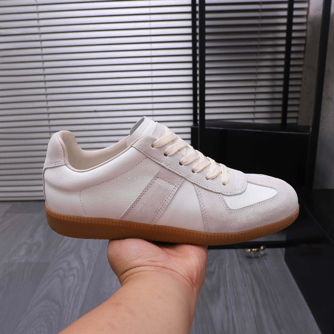 Damen Sportliche Leder Sneakers mit modischem Design und rutschfester Sohle EB