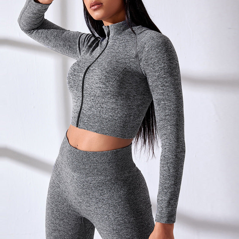 Damen Sportlicher Crop-Top mit Reißverschluss EB