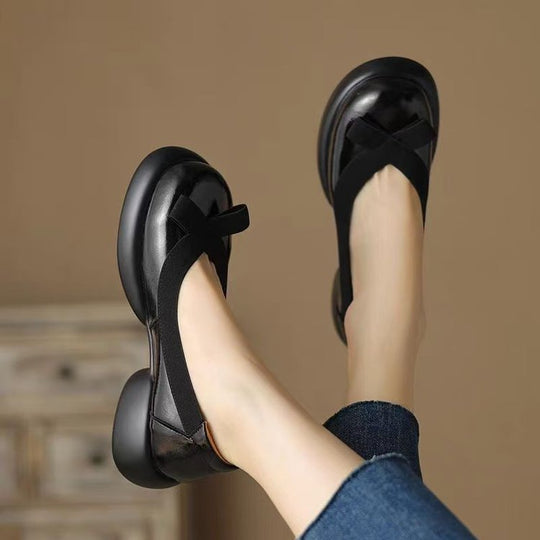 Damen Ballerinas mit komfortablem Absatz und modischer Schleifenverzierung EB