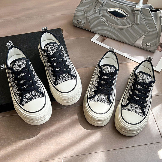 Damen Plateausneaker mit kreativem Muster und stabiler Gummisohle EB