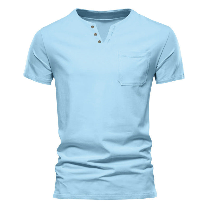 Herren Kurzarmshirt mit Knopfleiste und Brusttasche EB