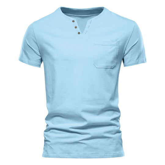 Herren Kurzarmshirt mit Knopfleiste und Brusttasche EB
