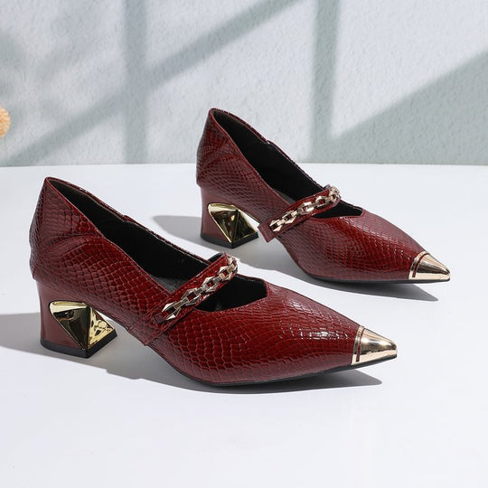 Damen elegante Slingback-Pantoletten mit modischer Kettenverzierung EB