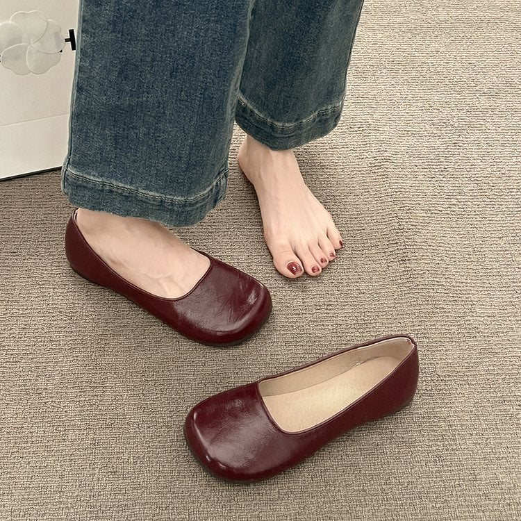 Damen Komfortable Ballerinas mit elegantem, glänzendem Obermaterial EB