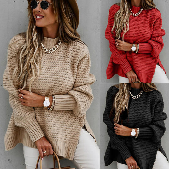 Damen Strickpullover mit strukturiertem Muster und weitem Schnitt EB