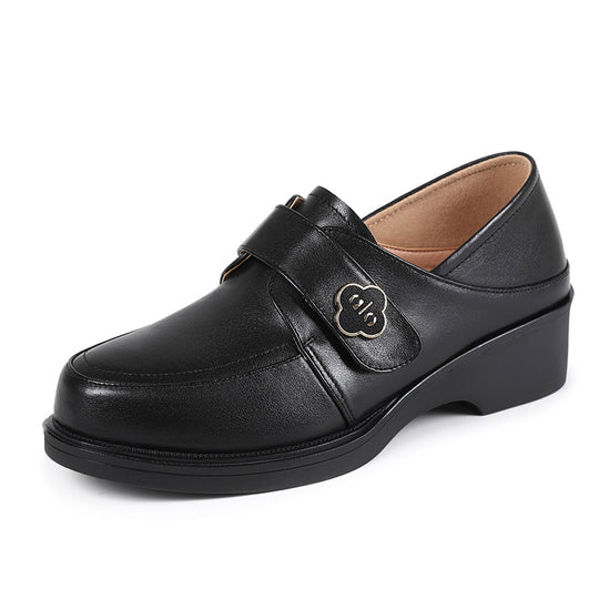 Damen Mokassins mit elegantem Riemen und dämpfendem Blockabsatz EB