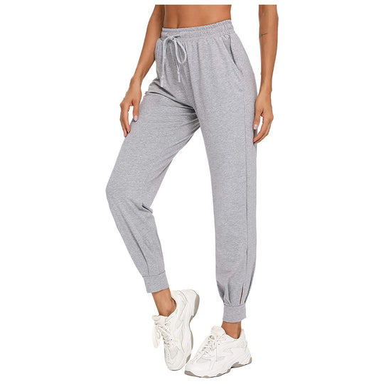 Damen Bequeme Sporthose mit elastischem Bund und seitlichen Taschen EB