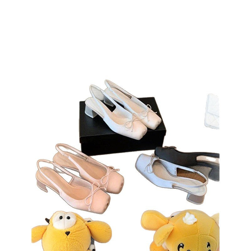 Damen Slingback Ballerinas mit Punkten und Schleifenverzierung EB