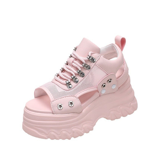 Damen Chunky Sandalen mit atmungsaktiver Mesh-Oberfläche und rutschfester Sohle EB