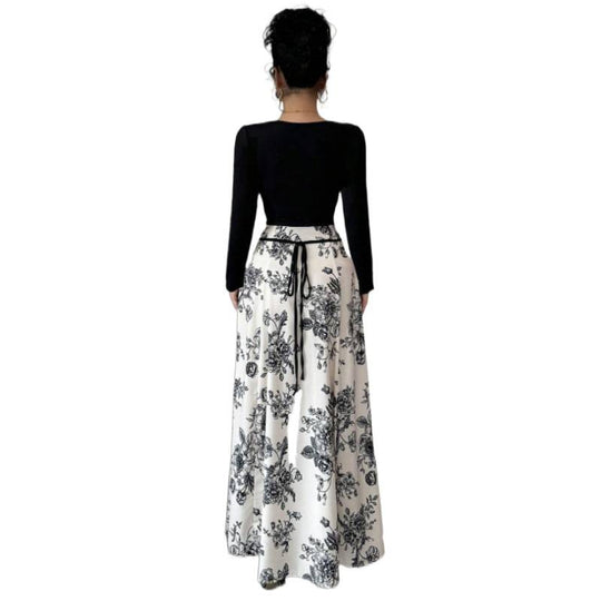 Damen Maxirock mit floralem Design und elastischer Taille EB