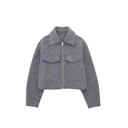 Damen modische cropped Wolljacke EB