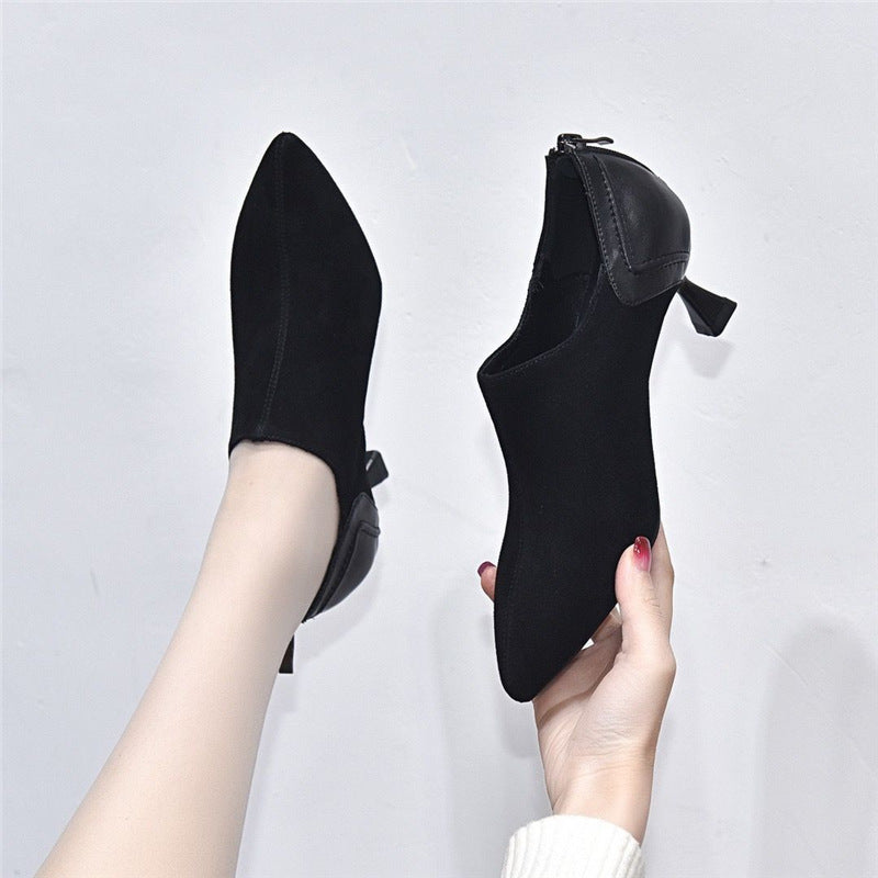 Damen spitze Slipper mit elegantem Absatz EB