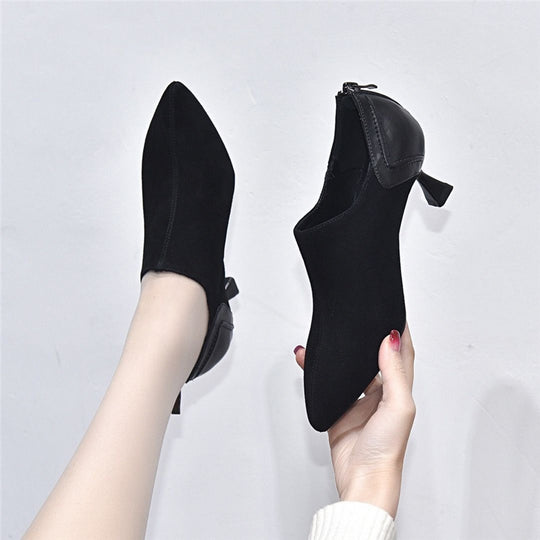Damen spitze Slipper mit elegantem Absatz EB