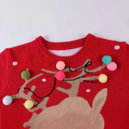 Damen Weihnachts-Pullover mit 3D-Rentier-Motiven EB
