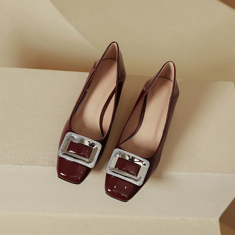 Damen elegante Blockabsatzpumps mit funkelnder Schnallenapplikation EB