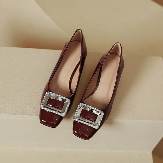 Damen elegante Blockabsatzpumps mit funkelnder Schnallenapplikation EB