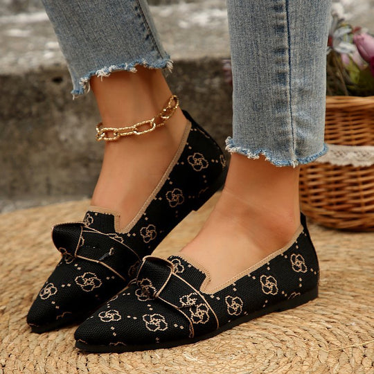Damen Stilvolle und komfortable Ballerinas mit großem Schleifendetail EB
