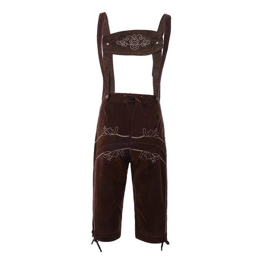 Herren nan traditionelle Wildleder Lederhose mit bestickten Trägern und Kniebund EB