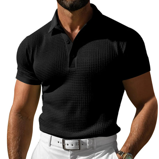 Herren nan strukturiertes Piqué-Poloshirt aus Baumwollmischung mit verstärktem Polokragen EB